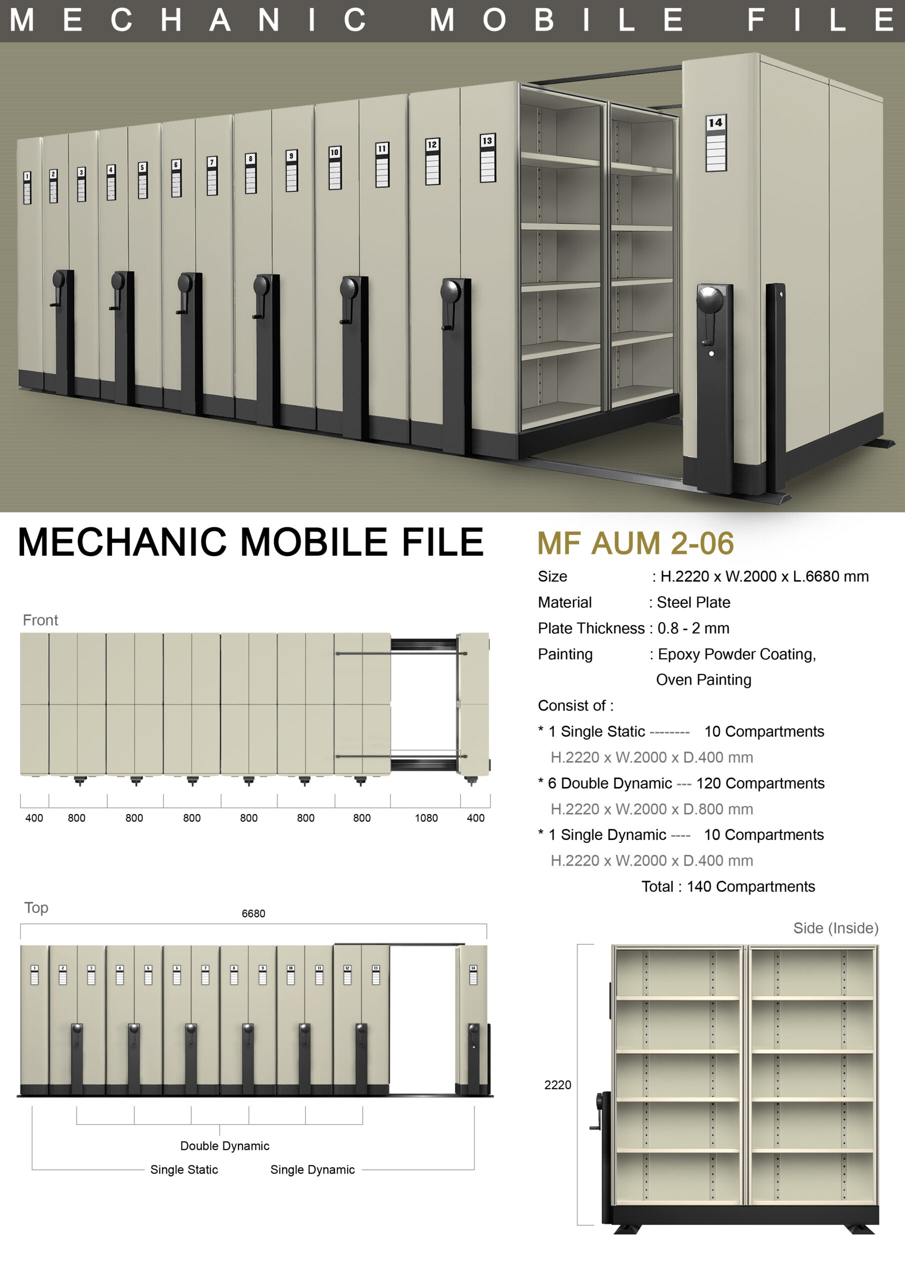 Mobile File Mekanik Alba MF AUM 2-06 (280 compartement)