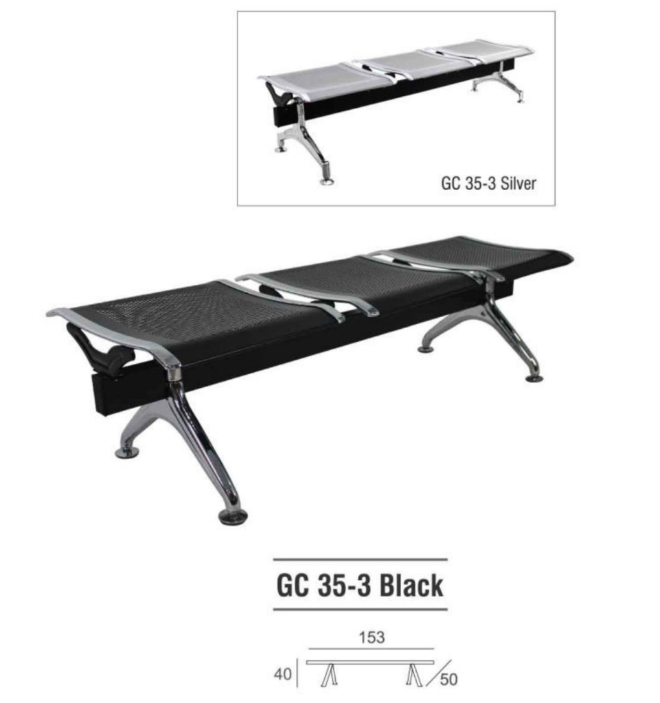 KURSI TUNGGU GRESCO GC35-3 BLACK
